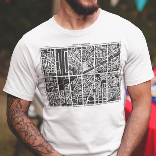 Central Scarborough Map Black T-Shirt